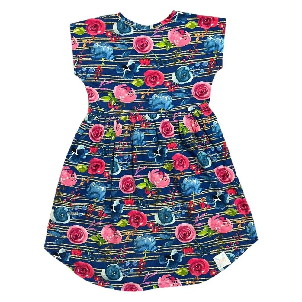Upper Looper 7Y Handmade Striped Rose Floral Dress